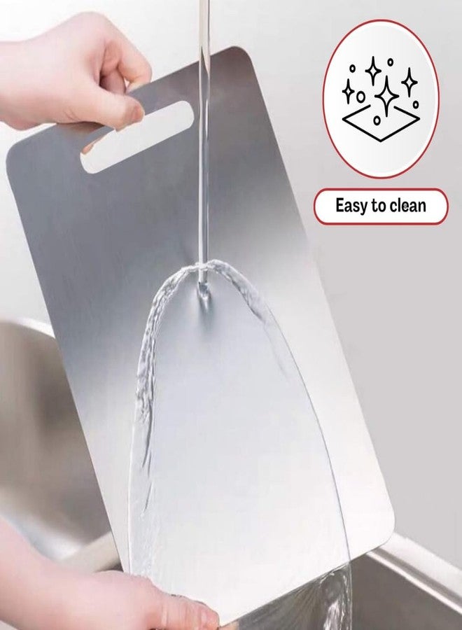 Jaimini Stainless Steel Chopping Board for Kitchen | Heavy-Duty Steel Cutting Board | Rust-Free, Food Grade, Hygienic (Small) - Image 2